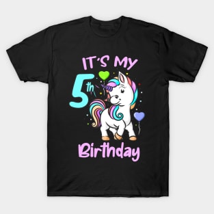 5th Birthday Unicorn Kids Gifts For Girls T-Shirt